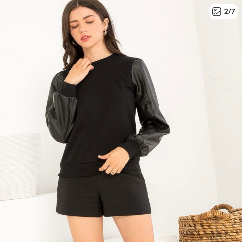 THML Black Puff Sleeve Sweatshirt